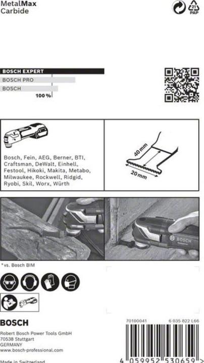 Actual product image Bosch Professional Zubehör EXPERT MetalMax AIZ 20 AIT Blade for multifunction tools, 40 x 20 mm, 5 pcs.