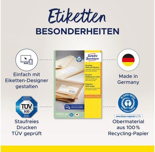Image du produit Avery Étiquettes universelles 105 x 48 mm, 10 feuilles