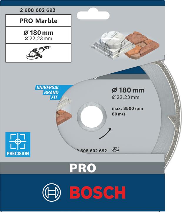 Produktbild Bosch Professional Zubehör PRO Marble Diamanttrennscheibe, 180 x 22,23 mm