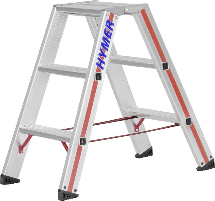 Hymer-Leitern Hymer stepladder 2x3 rungs double-sided access, reinforced steps (Stile, 77 cm)
