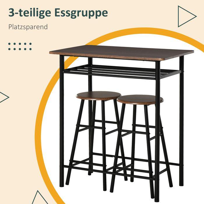 Actual product image Swisshandel24 Bartisch Set 3-teilig Esstisch mit 2 Barhocker Essgruppe Küchentisch und Stühle