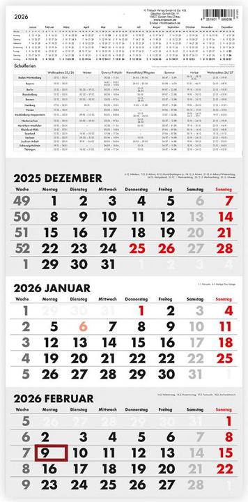 Actual product image Trtsch three-month calendar Three-month calendar 2026 (German)