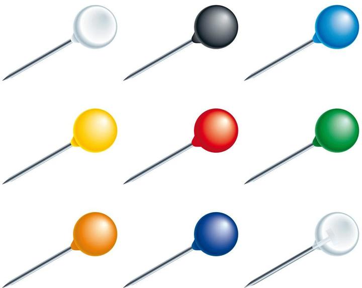 Produktbild Exacompta Rundkopfnadeln Ø 6 mm, multicolor (50 Stück, 15 mm)