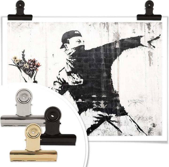 Image du produit Trenddeko Poster Banksy – Der Blumenwerfer 100 x 80 cm, Papier (7 x 7.5 x 98 cm)