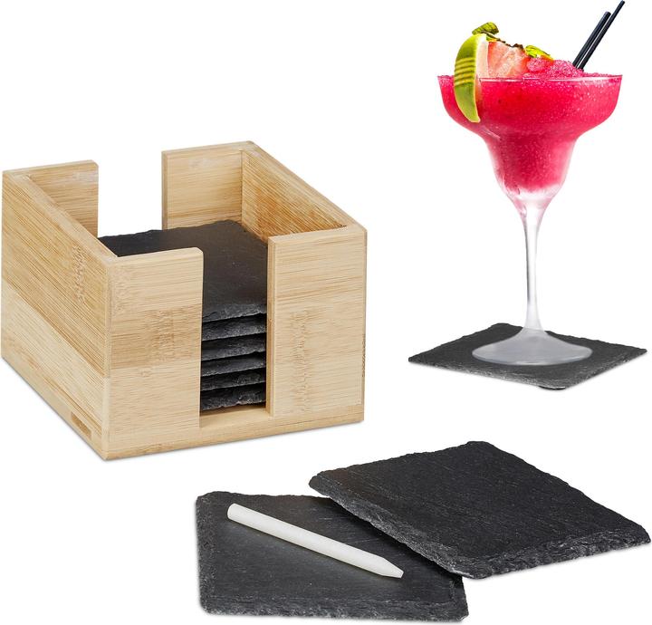 Immagine prodotto Relaxdays 8 sottobicchieri con scatola (8 x, Sottobicchiere in vetro)