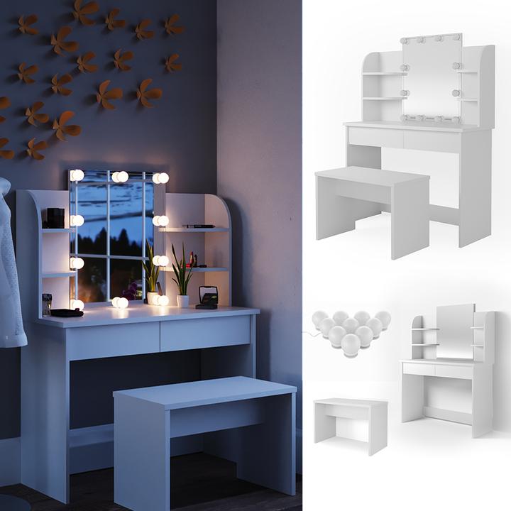 Image du produit Vicco Charlotte avec tabouret et éclairage (108 x 40 x 139 cm)
