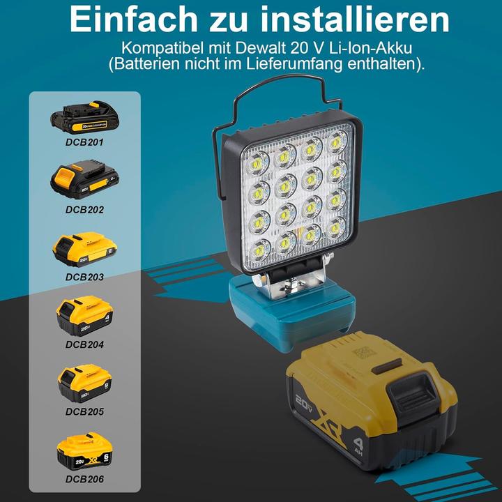 Actual product image ‎Sentoo Akku-Baustrahler für DeWalt (4800 lm)