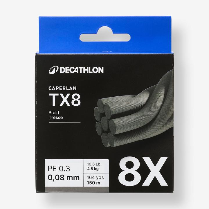Image du produit Caperlan Tresse pêche aux leurres 8 brins TX8 Gris