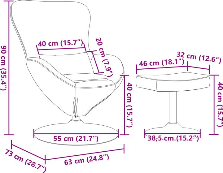 Produktbild VidaXL Ei-Stuhl mit Fussstütze aus schwarzem Samt