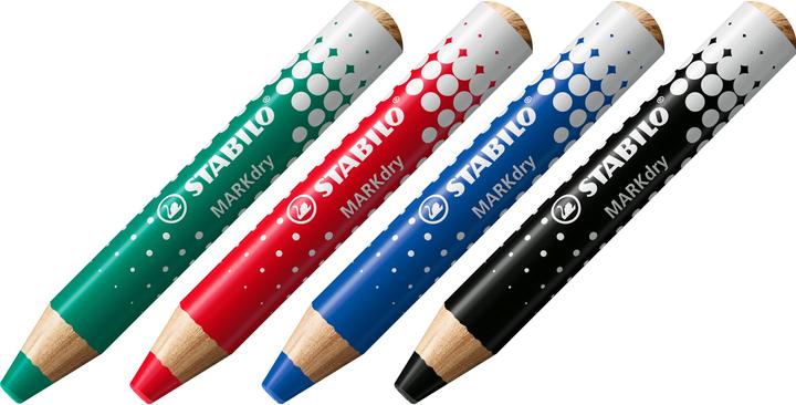 STABILO Marker MARKdry (Rot, Grün, Blau, Schwarz, 5 mm, 4 x)