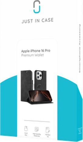 Immagine prodotto Just in Case Custodia a libro Premium in pelle di maiale nera per Apple iPhone 16 Pro (Apple iPhone 16 Pro)