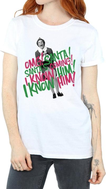 Actual product image Elf Womens/Ladies Santa's Coming Cotton Boyfriend T-Shirt (S)