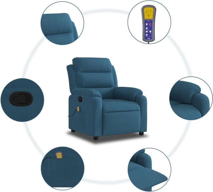 Actual product image VidaXL Massage armchair TV armchair Relax armchair Recliner armchair Blue velvet