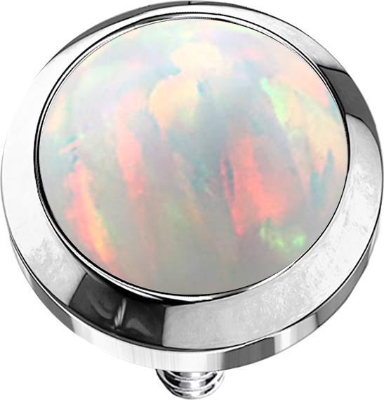 Actual product image Star Piercing Dermal Anchor silver with opal white (without brass, Surgical steel 316L)