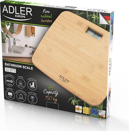 Produktbild Adler Bathroom Bamboo Scale AD 8173 Maximum weight (capacity) 150 kg, Accuracy 100 g (150 kg)