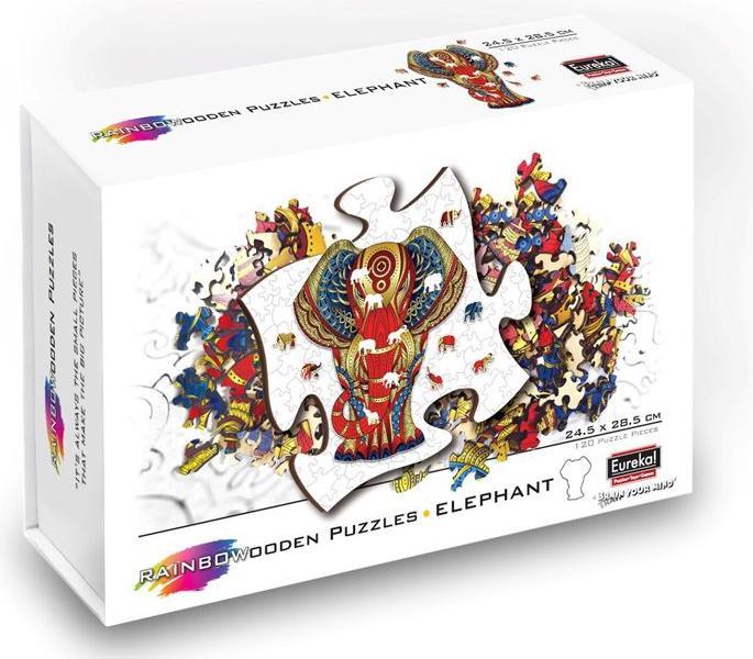 Actual product image Eureka 2D RainboWooden Puzzle Elephant (120 pieces)