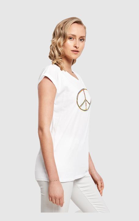 Produktbild Merchcode Peace Multicolor with Ladies Extended Shoulder Tee - 161399 (XS)