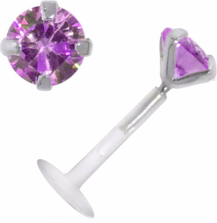 Image du produit Bijouteria Piercing pour lèvre/Tragus (Bioplastique, Argent 925, Zircone)