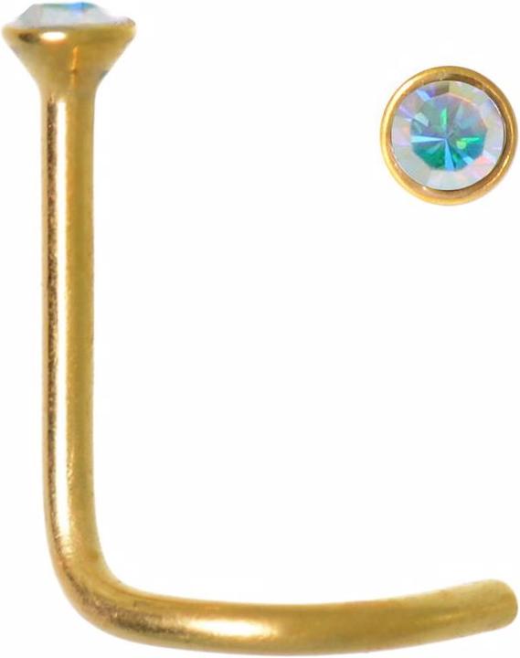 Immagine prodotto Bijouteria Piercing per naso (Acciaio chirurgico 316L, Placcatura in oro (placcatura oro), Vetro (di orologio))