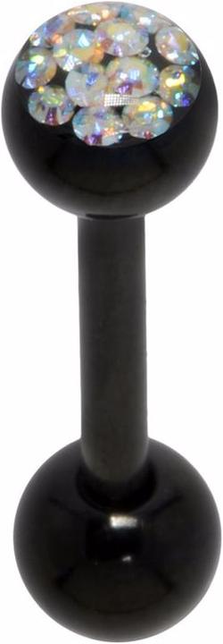 Immagine prodotto Bijouteria Piercing lingua (Acciaio chirurgico 316L, Resina epossidica, Vetro (di orologio), Rivestimento PVD (nero))
