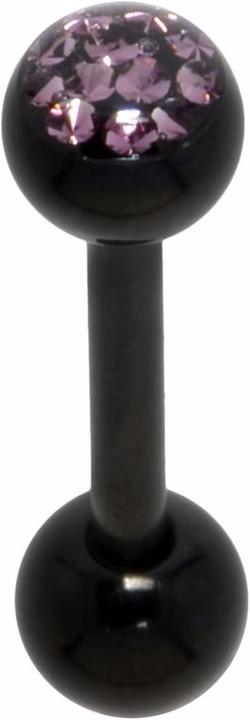 Immagine prodotto Bijouteria Piercing lingua (Vetro (di orologio), Rivestimento PVD (nero), Acciaio chirurgico 316L, Resina epossidica)