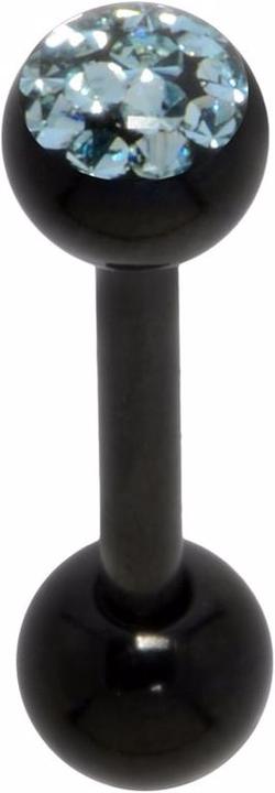 Image du produit Bijouteria Piercing langue (Acier chirurgical 316L, Résine époxy, Cristallin, Revêtement PVD (noir))