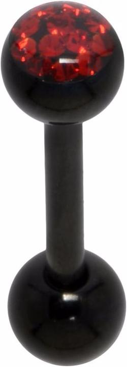 Produktbild Bijouteria Zungenpiercing (PVD Beschichtung (schwarz), Chirurgenstahl 316L, Epoxiharz, Kristall)