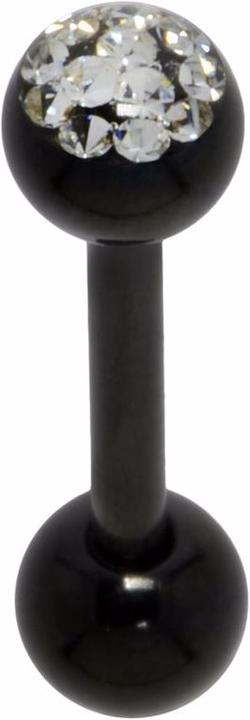 Produktbild Bijouteria Zungenpiercing (Chirurgenstahl 316L, Epoxiharz, Kristall, PVD Beschichtung (schwarz))