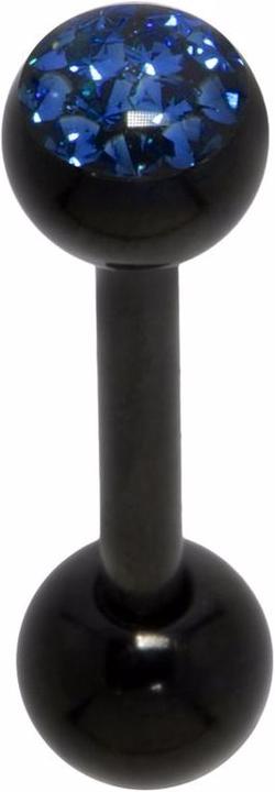 Image du produit Bijouteria Piercing langue (Acier chirurgical 316L, Résine époxy, Cristallin, Revêtement PVD (noir))