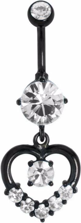 Actual product image Bijouteria Bellypiercing (Crystal, PVD coating (black), Surgical steel 316L)