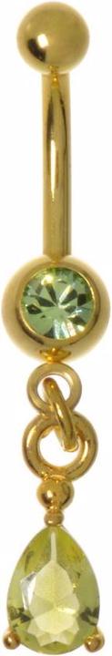 Produktbild Bijouteria Bauchpiercing (PVD Beschichtung (goldfarbig), Chirurgenstahl 316L, Premium Kristall)