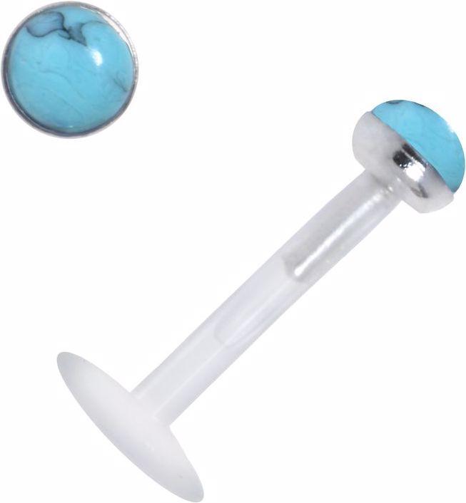 Bijouteria Piercing für Lippe/Tragus (Bioplast, Schmuckstein, Silber 925)