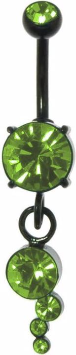 Bijouteria Bauchpiercing (PVD Beschichtung (schwarz), Chirurgenstahl 316L, Kristall)
