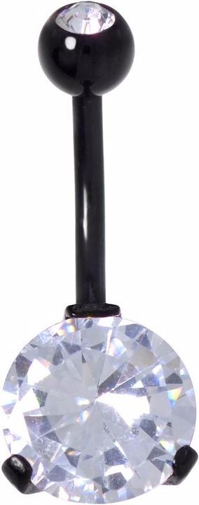 Actual product image Bijouteria Bellypiercing (PVD coating (black), Zirconia, Surgical steel 316L, Crystal)