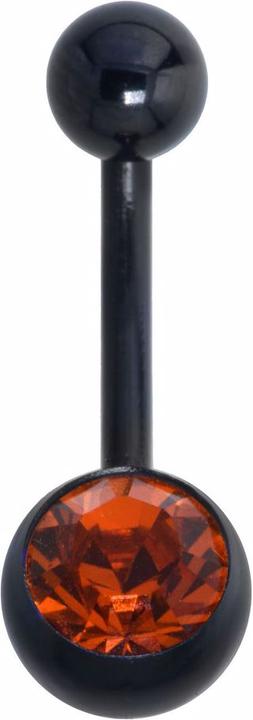Produktbild Bijouteria Bauchpiercing (PVD Beschichtung (schwarz), Titan, Kristall)