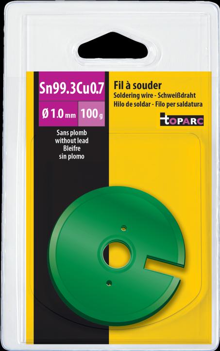 Immagine prodotto GYS Bobina di filo per saldatura, 99% stagno, Ø 1,0 mm, 100 g (Distributore di filo per saldatura)
