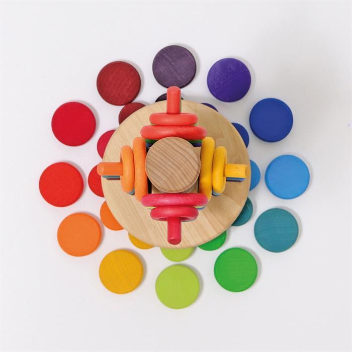 Actual product image Grimm's Wooden talers, rainbow (German, French, Swiss German, Italian, English)