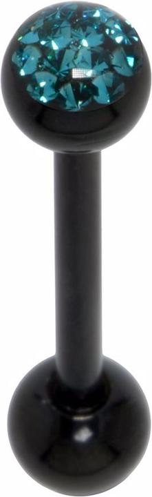 Image du produit Bijouteria Piercing langue (Revêtement PVD (noir), Acier chirurgical 316L, Résine époxy, Cristallin)