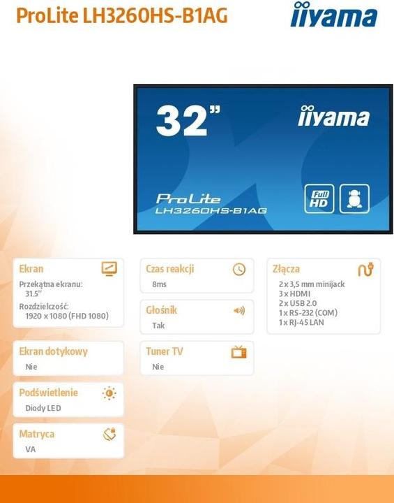 Actual product image iiyama ProLite LH3260HS-B1AG (1920 x 1080 pixels, 31.50")
