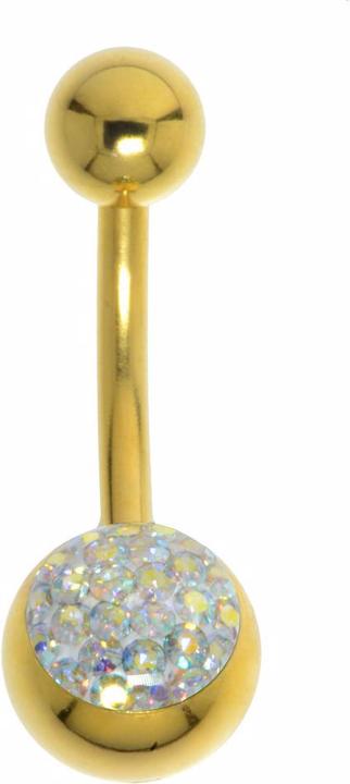 Actual product image Bijouteria Bellypiercing (Surgical steel 316L, Epoxy resin, PVD coating (gold-coloured), Premium crystal)