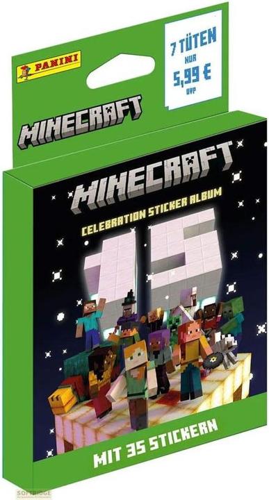 Panini Collection d'autocollants Minecraft Eco-Blister Célébration du 15e anniversaire *Version allemande*.