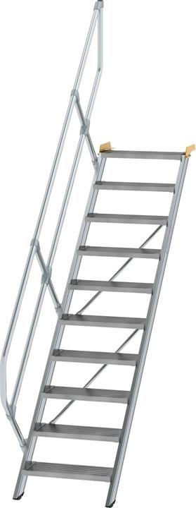 Produktbild Munk Treppe 45° Stufenbreite 600 mm 10 Stufen Aluminium geriffelt (Trittleiter, 222 cm)