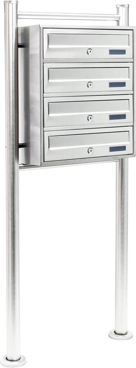 Produktbild Wiltec 4er Briefkastenanlage Edelstahl 270x513x1500mm Standbriefkasten Post