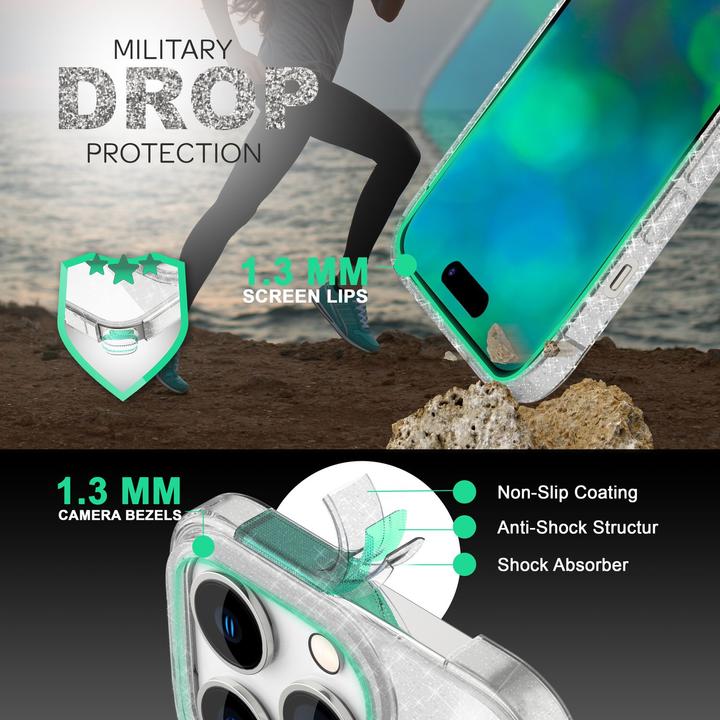 Produktbild Nalia Klare Glitzer Silikon Hülle (Apple iPhone 14 Pro Max)