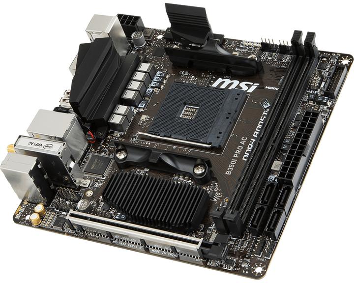 Produktbild MSI B350I PRO AC - Motherboard - Mini-ITX - Socket AM4 - AMD B350 - USB 3.1 Gen 1, USB 3.1 Gen 2 - B (AM4, AMD B350, Mini-ITX)