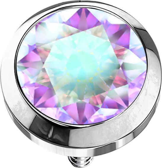 Produktbild Star Piercing Dermal Anchor silber mit Kristall multicolor (ohne Messing, Chirurgenstahl 316L)