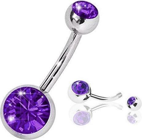 Produktbild Hermex 1,6mm Bauchpiercing Chirurgenstahl 316L mit Zirkonia - Violett (Zirkonia, Chirurgenstahl 316L)