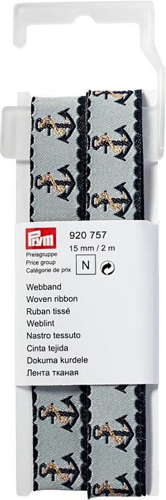 Image du produit Prym Ruban tissé, ancre, bleu 15 mm, 2 m