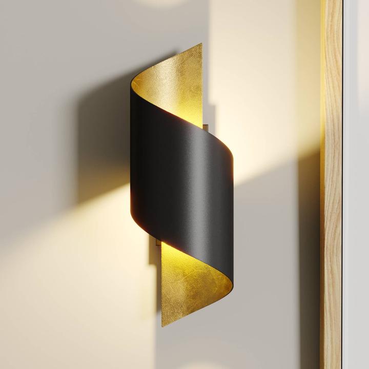 Actual product image Lindby Metal wall lamp Desirio, black-gold (330 lm, G9)