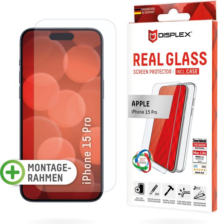 Image du produit Displex Real Glass, 2D Panzerglas + Handyhülle (1 pièce(s), Apple iPhone 15 Pro)